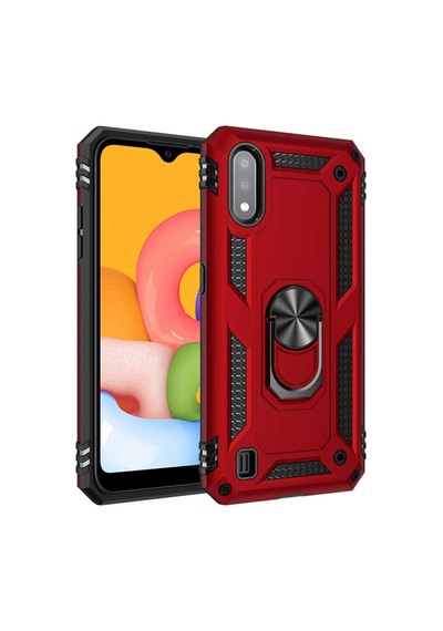 Samsung Uyumlu Galaxy A01 Kılıf Yüzüklü Zırh Tank Vega