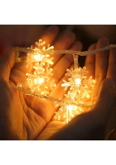 Yüksek Kalite 5 Metre Gün Işığı Kar Tanesi Led Işık Sabit Yanar 20 Ledli Fişli Noel Yılbaşı Işığı