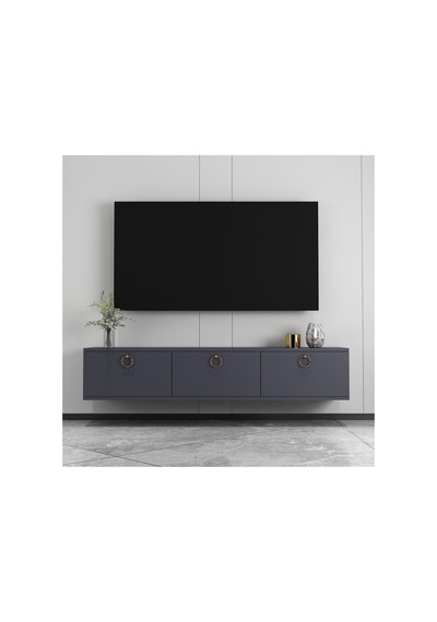Max 150 Cm Duvara Monte Tv Ünitesi Tv Sehpası Antrasit - Altın Antrasit-antrasit Max 150 Cm Duvara Monte Tv Ünitesi Tv Sehpası Antrasit - Altın Antrasit-antrasit