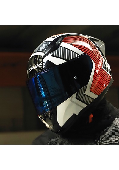 Mavi Cam + Ls2 Rapid 2 Race Extra Kask Beyaz - Kırmızı