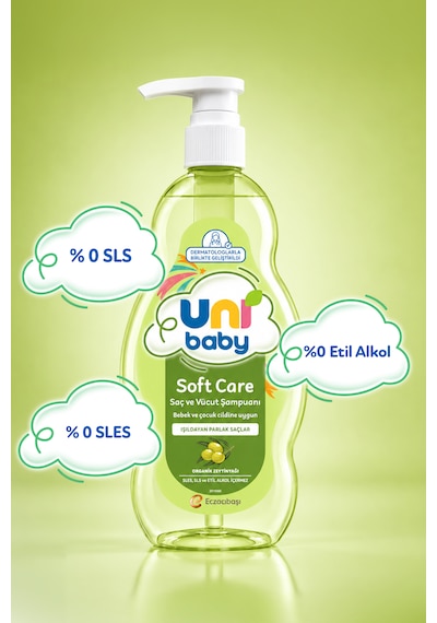 Uni Baby Soft Care Organik Zeytinyağlı Saç ve Vücut Şampuanı 700 Ml 3'lü
