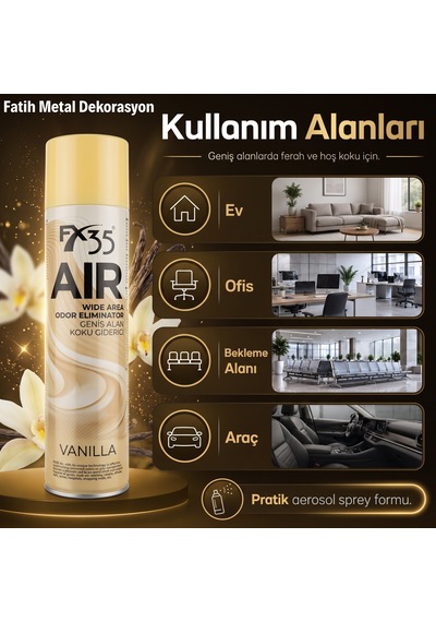 Air Vanilla - Vanilya Kokulu Geniş Alan Koku Giderici Sprey Ev Ofis Ortam Kokusu