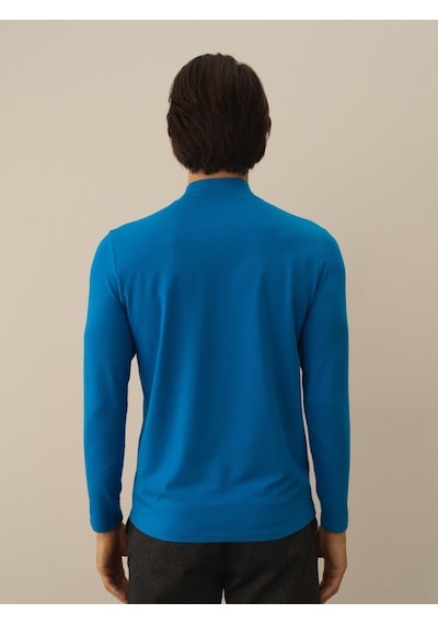 Xint Mavi Modal Dokulu Slim Fit Uzun Kollu Tişört 502040