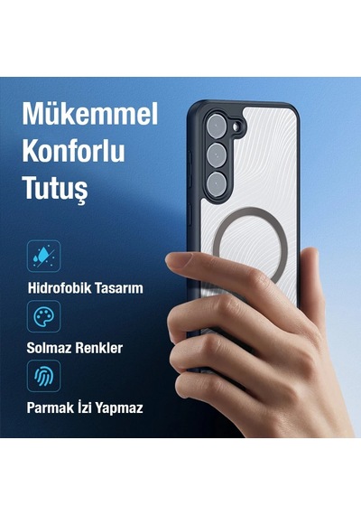 Dux Ducis Samsung S23 Plus Aimo Series Magsafe Premium Buzlu Sert Pc-tpu Kılıf- 5775 Renk: Siyah