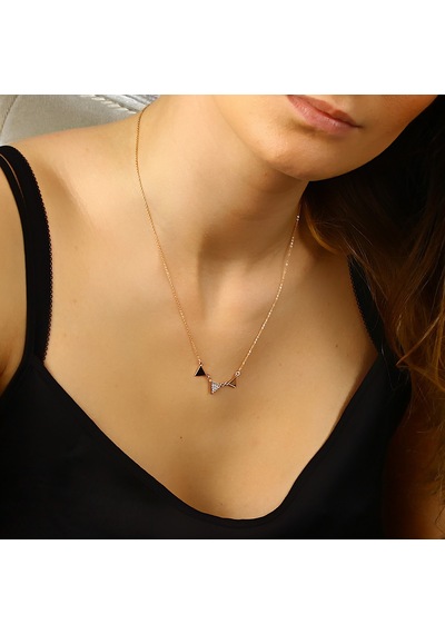 Kuyumcudukkani Üç Sıra Üçgen Kolye-37134-r-w Rose Gold