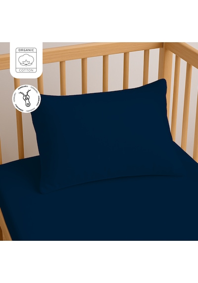 %100 Pamuk Fermuarlı Bebek Yastık Kılıfı 35x45 Cm 2 Adet Doğal & Yumuşak Lacivert
