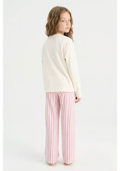 Defacto Pijama Takımı Uzun Kollu Üst Çizgili Uzun Alt Kız Çocuk D1068A824WN Bordo