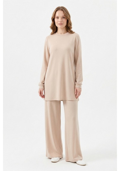 Lale Butik Örme Modal Pantolonlu Takım 19005 Bej