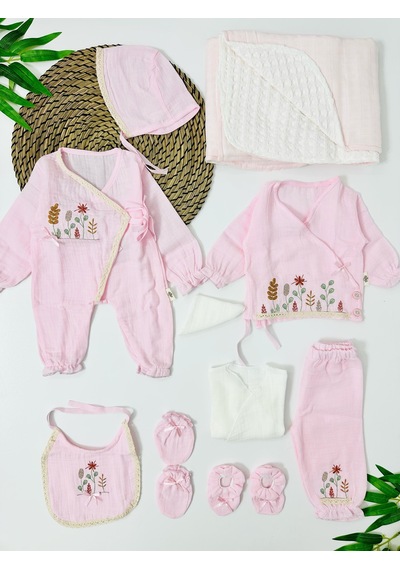 Alpbebe Belize İlkbahar Organik Müslin 10 Parça Yenidoğan Set - Somon SOMON
