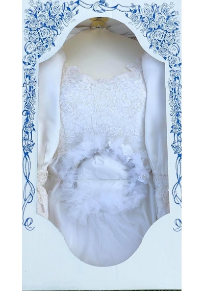 Claire Diamond Vintage Nakış İşlemeli Gelinlik Beyaz