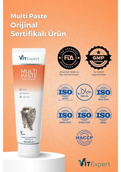 Multi Paste Tüm Kediler Için Multi Vitamin Bağışıklık Ve Tüy Sağlığı Tamamlayıcı Malt Macun 100 Gr