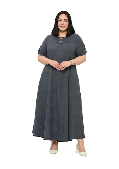 Disentis Büyük Beden Katlamalı Yarım Kollu Apoletli Yırtmaçlı Uzun Antrasit Elbise Antrasit Disentis Büyük Beden Katlamalı Yarım Kollu Apoletli Yırtmaçlı Uzun Antrasit Elbise Antrasit