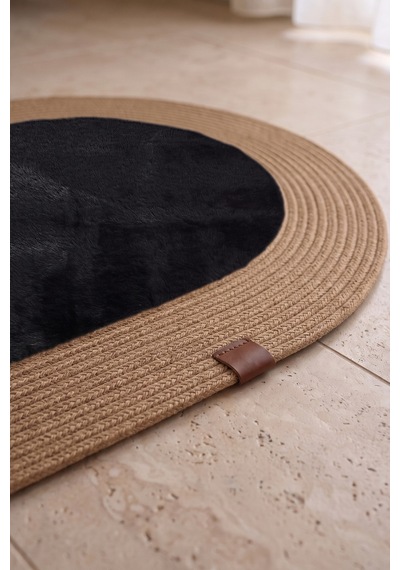 Banyo Paspası Takımı 60x100+40x60 Cm Düz Siyah & Camel