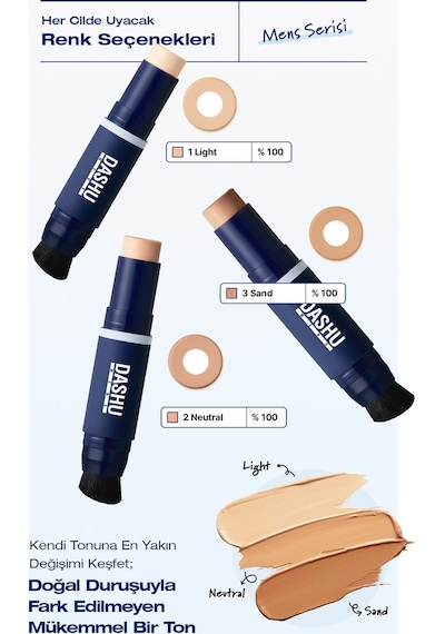 Dashu Mens Multi Cover Stick Foundation 03 Sand Beige Spf50+ Pa++++ 03 Sand Beige
