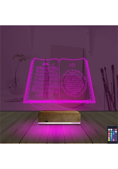 Luvivia Kuran-ı Kerim Ayetel Kürsi 3d Lamba - Masa Gece Lambası Şeffaf
