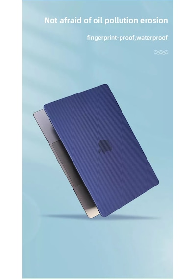 Arabulalaca Apple Uyumlu MacBook Pro 14 A2779 2023 Karbon Desenli Kılıf Mavi