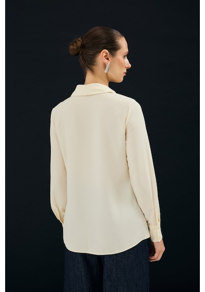 Sateen Klasik Düz Gömlek - Sarı-136997