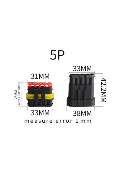 5 Adet 5 Pin Süper Seal Konnektör Su Geçirmez Oto Dişi Erkek (552465390)