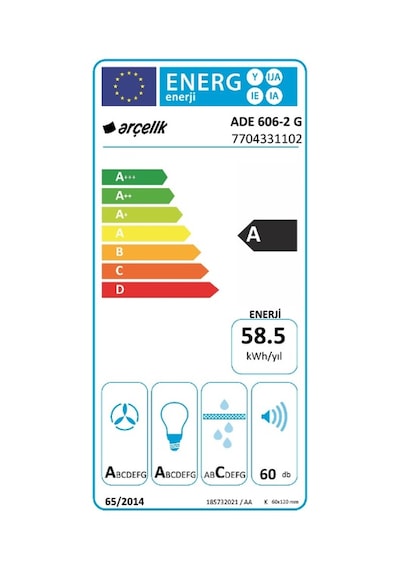 Arçelik ADE 606 - 2 G Fibona Serisi Ankastre Duvar Tipi Davlumbaz