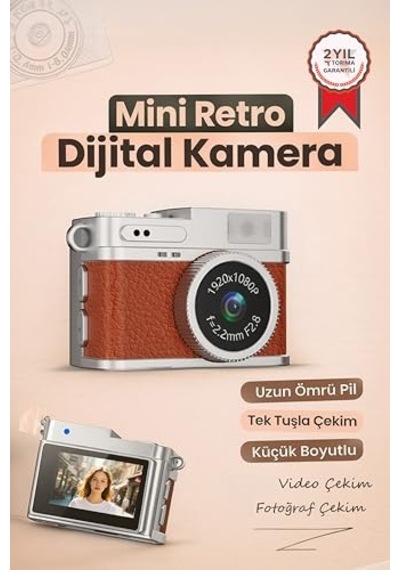 Ayrex Mini Dijital Kamera Selfie Video Vlog Kamerası Mini Anahtarlık 1080p Cmr35 Kahverengi Diğer