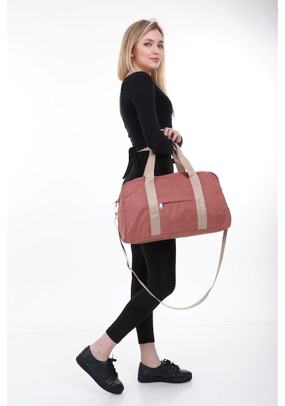 İcone Bag Kadın & Erkek Spor Çantası, Paraşüt Kumaş Önü Cepli Unisex Spor Fitness Gym Çantası Kahve