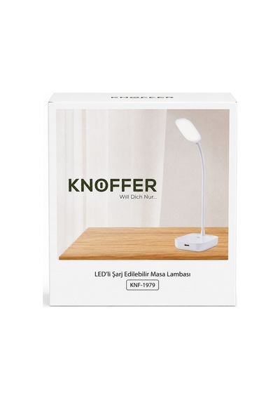 Knoffer Şarj Edilebilir Led Masa Lambası Model Knf-1979 Beyaz