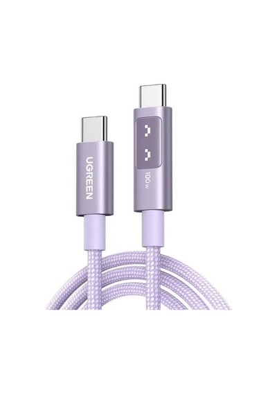 Ugreen Uno Usb-c 100w 5a Qc Pd Örgülü Hızlı Şarj Kablosu, 1 Metre, Mor,