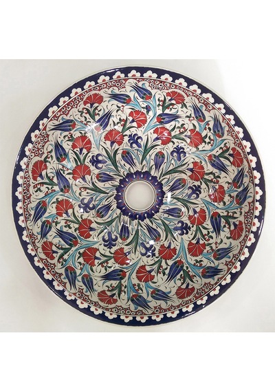 Can Seramik - El Yapımı Desenli Iznik Çini Lavabo