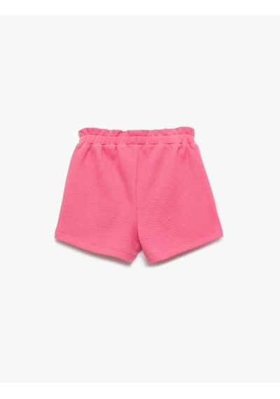 Koton Waffle Dokulu Cepli Beli Lastikli Pamuklu Basic Mini Şort Pembe 5smg40019ak Gül