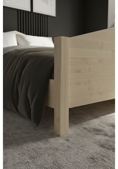 Renazzo Mi Lano Piramit Masif Ahşap Karyola Natürel 140x200 Natürel - 140 X 200