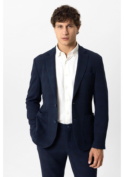 Back And Bond Lacivert Slim Fit Mono Yaka Ceket Çok Renkli