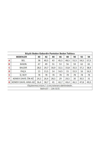 Balins Kadın Büyük Beden Gabardin Pantolon Siyah Çok Renkli