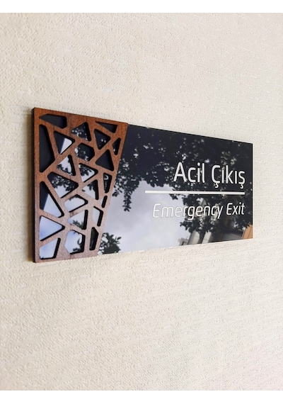 Wooden Serisi Acil Çıkış Uyarı Tabelası
