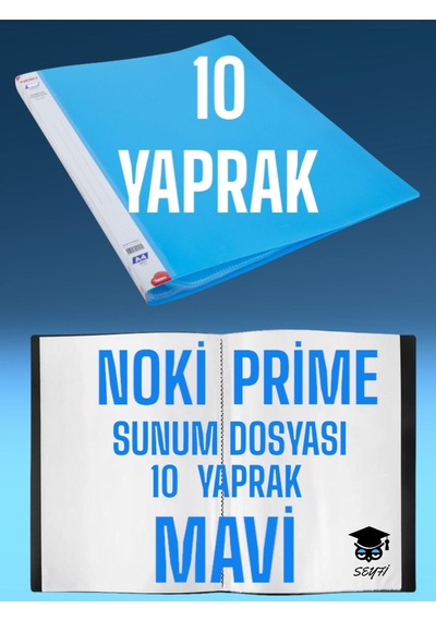 30 Yaprak Mavi A4 Sunum Dosyası Noki Prime Yüksek Kalite Poşet Kalınlığı Yerli Üretim 10sayfamavi