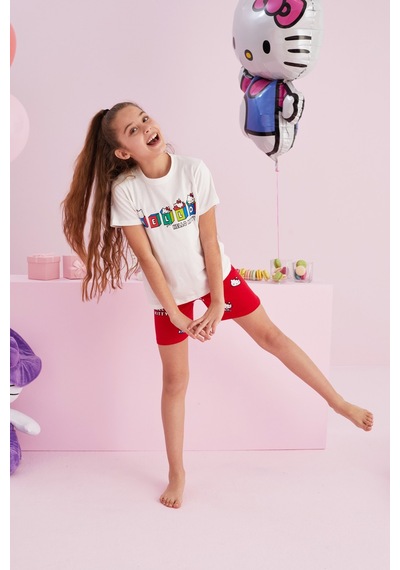 Siyah İnci Lisanslı %100 Pamuk Çok Renkli Bisklet Yaka Şort Pijama Takım Beyaz Siyah İnci Lisanslı %100 Pamuk Çok Renkli Bisklet Yaka Şort Pijama Takım Beyaz