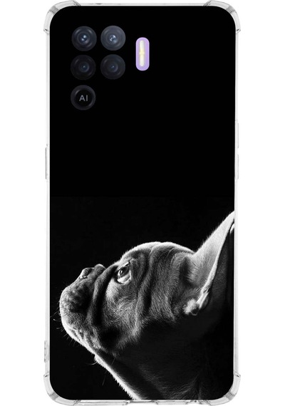 Oppo A94 Uyumlu Köpek 1 Baskılı Şeffaf Köşe Korumalı Antişok Kılıf