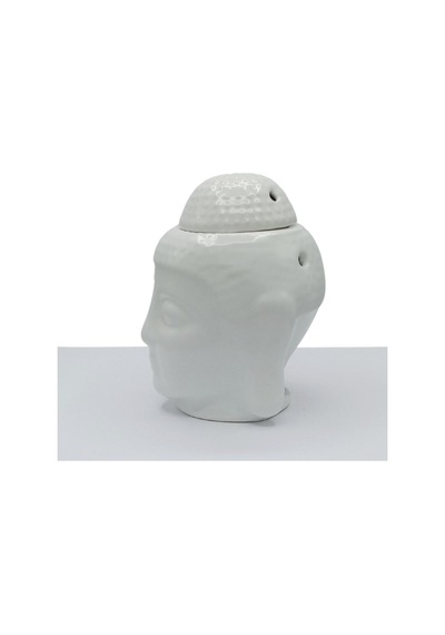 Seramik Buda Buhurdanlık Beyaz Mat 13cm