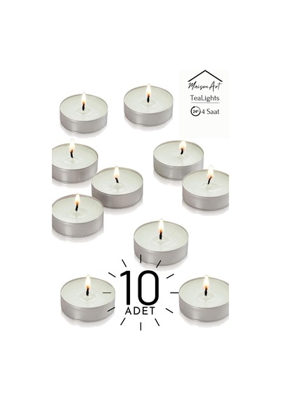 Yasemin Kokulu Tealight Mum 4 Saat Yanar Dekoratif Mumluk Mumu 10 Adet