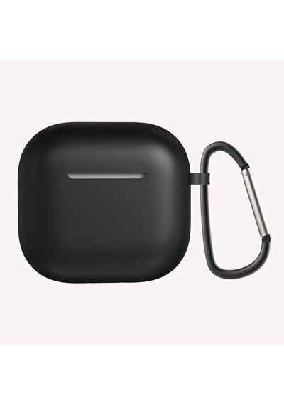 Apple Uyumlu AirPods 4 Kılıfı Silikon Kılıf Şarj Bölümü Tıpalı Soft Yumuşak Kablosuz Şarj Destekli K Siyah