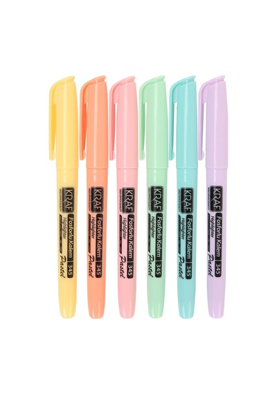 Fosforlu Kalem Seti 6'lı Pastel Renklerle Ergonomik Tasarım 124-Pembe