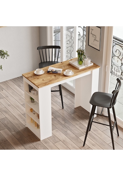 Yurudesign Style Bar Masası Mutfak Yemek Masası Atlantik Çam-Beya Yurudesign Style Bar Masası Mutfak Yemek Masası Atlantik Çam-Beya