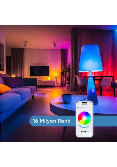 Şımart Akıllı Ampul Bluetooth 1100 Lümen Yüksek Parlaklık 16 Milyon Renk Seçeneği Beyaz - RGB