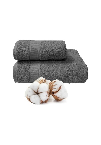 2 Li Banyo Havlu Takımı %100 Pamuklu Dry Antrasit Çok Renkli