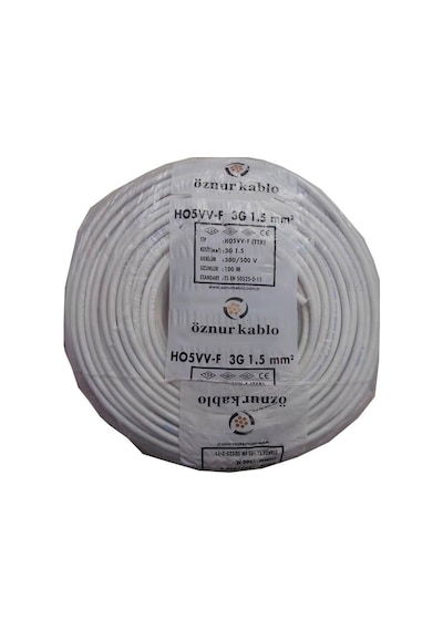 Öznur 3X1,5 Ttr Kablo 100Mt Beyaz Renk