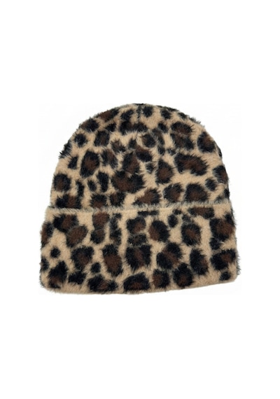 Derikem Kadın Tüylü Yumuşak Peluş Bere Leopar - Kahverengi