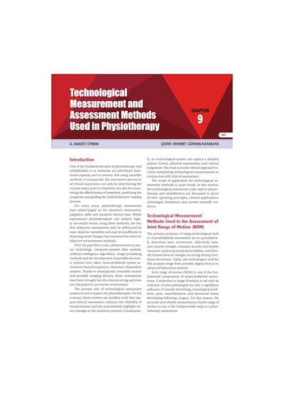 Fundamental Assessment Principles İn Therapeutic Movements And Technological Assessment Methods