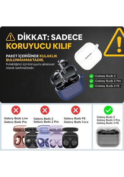 Samsung Galaxy Buds 3 Kılıf Askı Aparatlı Mat Silikon Siyah