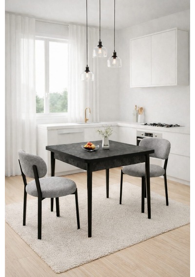 Renlife Ahşap Mutfak Masası Takımı Metal Ayaklı 2 Adet Antrasit Sandalye 70x70 Masa 2gri Aris Antrasit - Gri Vivo Renlife Ahşap Mutfak Masası Takımı Metal Ayaklı 2 Adet Antrasit Sandalye 70x70 Masa 2gri Aris Antrasit - Gri Vivo