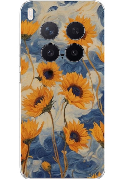 Vivo X300 Pro Uyumlu Yıldızlı Ayçiçekleri Baskılı Silikon Kılıf Renkli