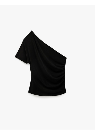 Koton Slim Fit Kısa Kollu Asimetrik Yaka Tek Omuz Bluz Siyah 6sak10482ek Koton Slim Fit Kısa Kollu Asimetrik Yaka Tek Omuz Bluz Siyah 6sak10482ek